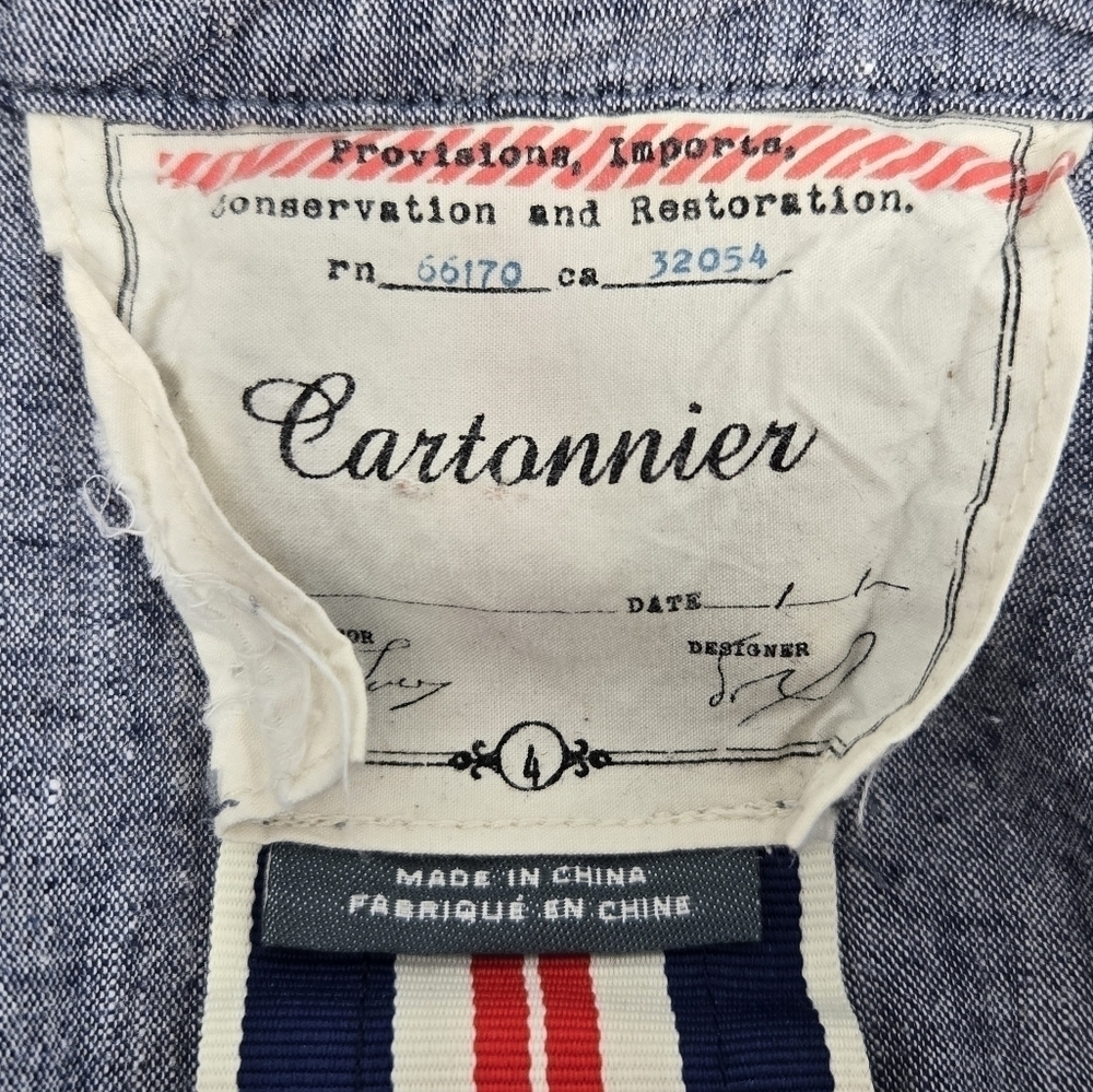 CARTONNIER ANTHROPOLOGIE CHAMBRAY LINEN BLEND 2 BUTTON BLAZER JACKET WOMEN 4 - Picture 7 of 12